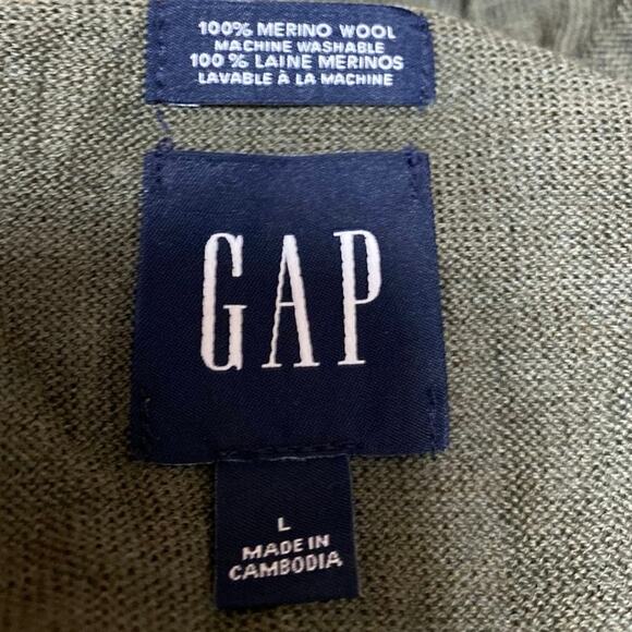 Gap Women's Green Wool Long Sleeve Button Down Cardigan Sweater Top Size L - Picture 3 of 3